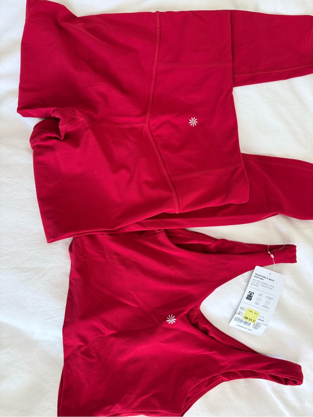 Athleta Bright Red Active Leggings and Crop Top Set- Xs top - S leggings